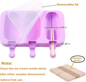 img 3 attached to Silicone Popsicle Molds With 3 Cavities, Oval Shape Ice Cream Maker, BPA-Free, 100 Wooden Sticks Included - Pack Of 2 - Ideal For DIY Ice Pops And Cake Pops.