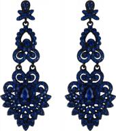 flyonce bridal crystal vintage style art deco chandelier dangle earrings for women, wedding jewelry logo