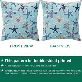 img 1 attached to ZUEXT Aqua Starfish Nautical Throw Pillow Covers 16X16 Inch Set Of 2, Double Sided Cotton Linen Polyester Ocean Sea Life Starstruck Outdoor Coastal Boat Pillowcase For Sofa Beachy Pirate Home Decor ¡­