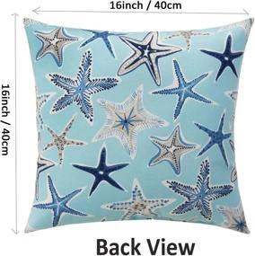 img 2 attached to ZUEXT Aqua Starfish Nautical Throw Pillow Covers 16X16 Inch Set Of 2, Double Sided Cotton Linen Polyester Ocean Sea Life Starstruck Outdoor Coastal Boat Pillowcase For Sofa Beachy Pirate Home Decor ¡­