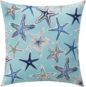 img 3 attached to ZUEXT Aqua Starfish Nautical Throw Pillow Covers 16X16 Inch Set Of 2, Double Sided Cotton Linen Polyester Ocean Sea Life Starstruck Outdoor Coastal Boat Pillowcase For Sofa Beachy Pirate Home Decor ¡­