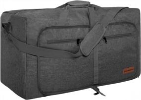 img 4 attached to Large 65L Travel Duffel Bag With Shoe Compartment - Dark Grey - Ideal For Men And Women - Oversized Weekend Bag And Carry-On Luggage By CANWAY