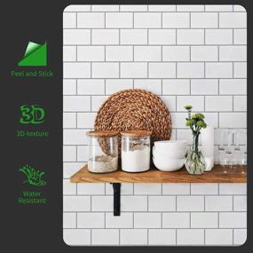 img 3 attached to Peel And Stick Kitchen Backsplash Tile - Longking 10-Sheet, 12X12 Inches Bright White Subway Tile With Grey Grout