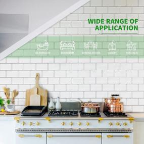 img 2 attached to Peel And Stick Kitchen Backsplash Tile - Longking 10-Sheet, 12X12 Inches Bright White Subway Tile With Grey Grout