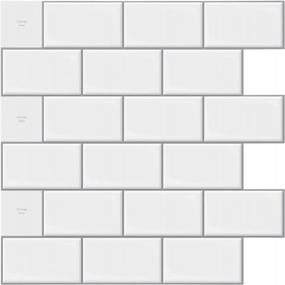 img 4 attached to Peel And Stick Kitchen Backsplash Tile - Longking 10-Sheet, 12X12 Inches Bright White Subway Tile With Grey Grout