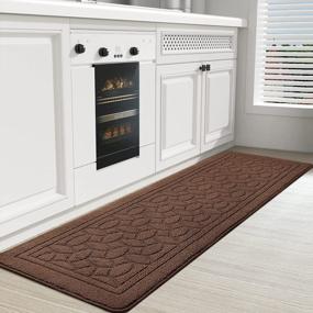 img 1 attached to Non-Skid Brown Kitchen Runner Rug - 18"X59" - Machine Washable, Easy To Clean Kitchen Floor Mat By Color G