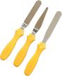 flexible stainless steel cake decorating spatula set - 3-piece offset spatula variety with plastic handle, ideal for icing and decorating, includes 2 angled and 1 straight blade logo