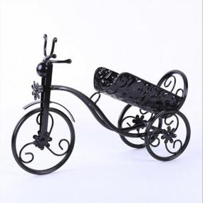 img 3 attached to CdyBox Black Wrought Iron Tricycle Wine Rack: Unique Bike-Shaped Holder For Stylish Home Décor