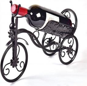 img 4 attached to CdyBox Черный кованый трехколесный винный шкаф: уникальный держатель в форме велосипеда для стильного домашнего декора