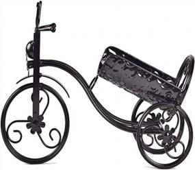 img 2 attached to CdyBox Черный кованый трехколесный винный шкаф: уникальный держатель в форме велосипеда для стильного домашнего декора