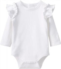 img 4 attached to PurBaby Girls' Cotton Ruffled Bodysuit Romper - Short And Long Sleeve Options For Infant Girls 0-24 Months