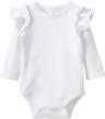 purbaby girls' cotton ruffled bodysuit romper - short and long sleeve options for infant girls 0-24 months logo