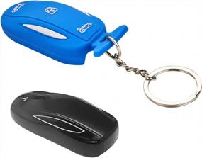 img 2 attached to 2 Pack Silicone Car Key Cover For Tesla Model X And Model 3 Remote Keys - Black And Blue