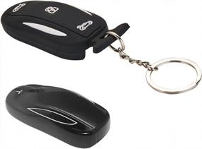 img 3 attached to 2 Pack Silicone Car Key Cover For Tesla Model X And Model 3 Remote Keys - Black And Blue