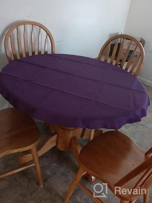 img 1 attached to Water-Resistant And Spill-Proof Grey Round Tablecloth - Perfect For Dining, Buffets, And Camping! review by Luxme Johnson