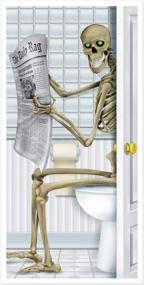 img 4 attached to Skeleton Restroom Door Cover Party Decoration (1 Count) (1/Pkg)