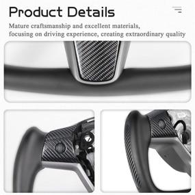 img 1 attached to Tesplus Tesla Yoke Steering Wheel For Model 3/Y-2017-2022 Personalized Real Carbon Fiber Leather Model Y Steering Wheel Tesla Yoke Steering Wheel-(Black Normal-Glossy-With Heating)