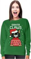 women's & teen girls' santa claws cat sweater with ugly christmas sweater style logo