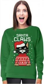 img 4 attached to Women'S & Teen Girls' Santa Claws Cat Sweater With Ugly Christmas Sweater Style