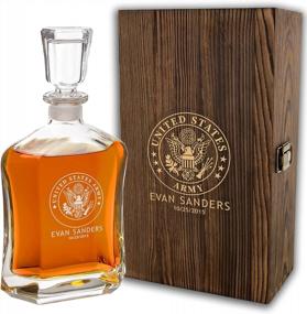 img 4 attached to Personalized Monogram Decanter + Box - Christmas Gift For Military Men In Army, Navy, Air Force, Coast Guard & Marines - Active Or Retirement - Husband, Dad & Son Customization By Name & Rank