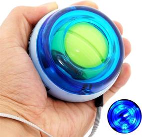 img 1 attached to Развивайте силу рук с помощью гироскопического мяча DINOKA LED Powerball | Тренажер для запястий и предплечий (синий) | Подарок на день отца
