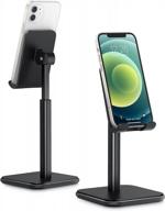 compatible cell phone stand holder for desk - fits all smart phones | apiker, black logo
