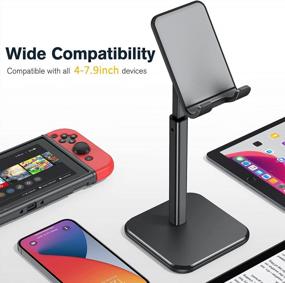 img 3 attached to Compatible Cell Phone Stand Holder For Desk - Fits All Smart Phones | Apiker, Black