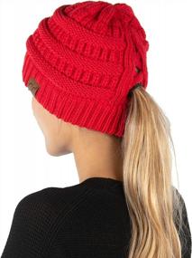 img 4 attached to Funky Junque Women'S Criss Cross Beanie - Perfect For Messy Buns And High Ponytails