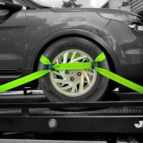 img 1 attached to 🚗 VULCAN 8-Point Vehicle Tie Down Kit - Reflective High-Viz - Set of 4, Including Chain Tails on Both Ends