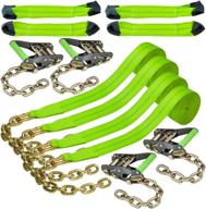 🚗 vulcan 8-point vehicle tie down kit - reflective high-viz - set of 4, including chain tails on both ends logo