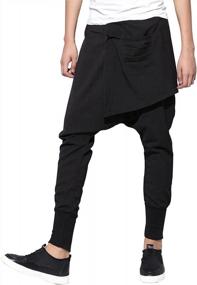 img 4 attached to Men'S Comfortable Harem Joggers Trousers With Elastic Waistband - Perfect For Gym And Casual Wear - GYM109