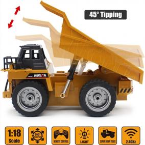 img 2 attached to Fisca 2.4Ghz RC Dump Truck Toy With LED Light And Metal Cab - Perfect For Kids Age 5-9