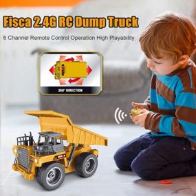img 3 attached to Fisca 2.4Ghz RC Dump Truck Toy With LED Light And Metal Cab - Perfect For Kids Age 5-9