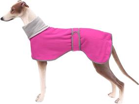 img 4 attached to 🐶 Reflective Bar Dog Coat: Soft Polyester Fleece Winter Jacket for Greyhounds, Lurchers, & Whippets - Pink (XS)