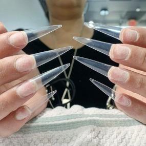 img 2 attached to YIMART 500Pcs Акриловые средней длины стилеты для ногтей Easy Coffin Nails Sharp False Nail Art Советы для салона ногтей с коробкой (натуральные)