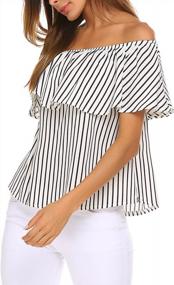 img 3 attached to Stylish And Loose: Sherosa Women'S Off Shoulder Ruffle Blouse For Casual Comfort