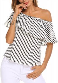 img 1 attached to Stylish And Loose: Sherosa Women'S Off Shoulder Ruffle Blouse For Casual Comfort