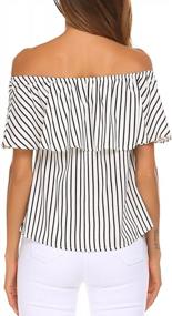 img 2 attached to Stylish And Loose: Sherosa Women'S Off Shoulder Ruffle Blouse For Casual Comfort
