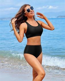 img 3 attached to Holipick Athletic Swimsuit Waisted Bathing Women's Clothing ~ Swimsuits & Cover Ups