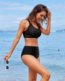 img 2 attached to Holipick Athletic Swimsuit Waisted Bathing Women's Clothing ~ Swimsuits & Cover Ups