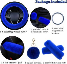 img 3 attached to 🔵 ZYNQACC Fluffy Steering Wheel Cover Set: Warm & Soft Fuzzy Covers for Women/Girls - Universal 15 Inches Car Accessories (Royal Blue, 8 Pieces)