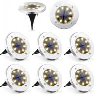 8 pack solpex solar ground lights outdoor waterproof garden landscape lighting for yard deck lawn patio pathway walkway - 8 led warm white solar powered disk lights logo
