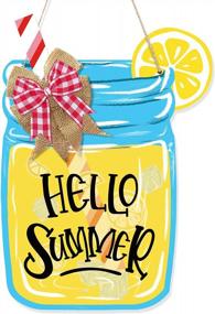 img 4 attached to Summer Welcome Door Sign Hanging Decor - Lemon Mason Jar, Rustic Farmhouse Wall Porch Front Door Decoration Supplies