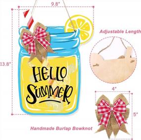 img 1 attached to Summer Welcome Door Sign Hanging Decor - Lemon Mason Jar, Rustic Farmhouse Wall Porch Front Door Decoration Supplies