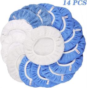 img 4 attached to 🚗 iCarMaint Car Polishing Pads Set - 14Pcs 9 to 10 Inches, Waxers Bonnet Kit, Wax Applicator Buffing Pads, Soft Polishing Bonnet Polisher Cover - Includes 2 Woollen, 2 Cotton, 8 Microfiber, and 2 Coral Fleece Pads