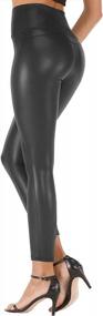 img 1 attached to Tulucky Women'S High Waisted Faux Leather Leggings: Stretchy Pants In Regular And Plus Sizes