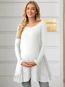 img 3 attached to Xpenyo Women'S Casual Maternity Tunics Long Sleeve Spliced Chiffon Hem Top Shirt