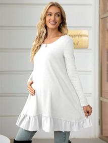 img 2 attached to Xpenyo Women'S Casual Maternity Tunics Long Sleeve Spliced Chiffon Hem Top Shirt