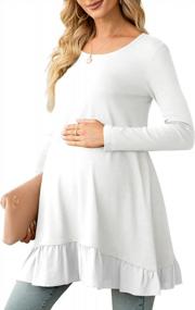 img 4 attached to Xpenyo Women'S Casual Maternity Tunics Long Sleeve Spliced Chiffon Hem Top Shirt