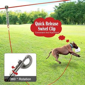 img 2 attached to 🐕 Luffwell Heavy-Duty Dog Run for Large Dogs - 100FT Outdoor Dog Runner with 15FT Tie Out Cable - Trolley System Zipline for Dogs up to 250 Lbs
